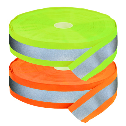 Reflektierende Streifen zum Aufnähen kombiniert - Breite 50 mm - Packung 5 m